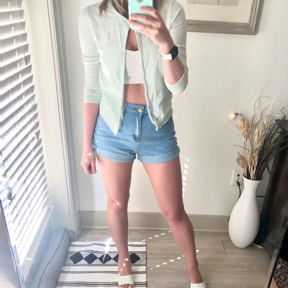 Loft xsmall light sage green aqua cardigan - Picture 2 of 7